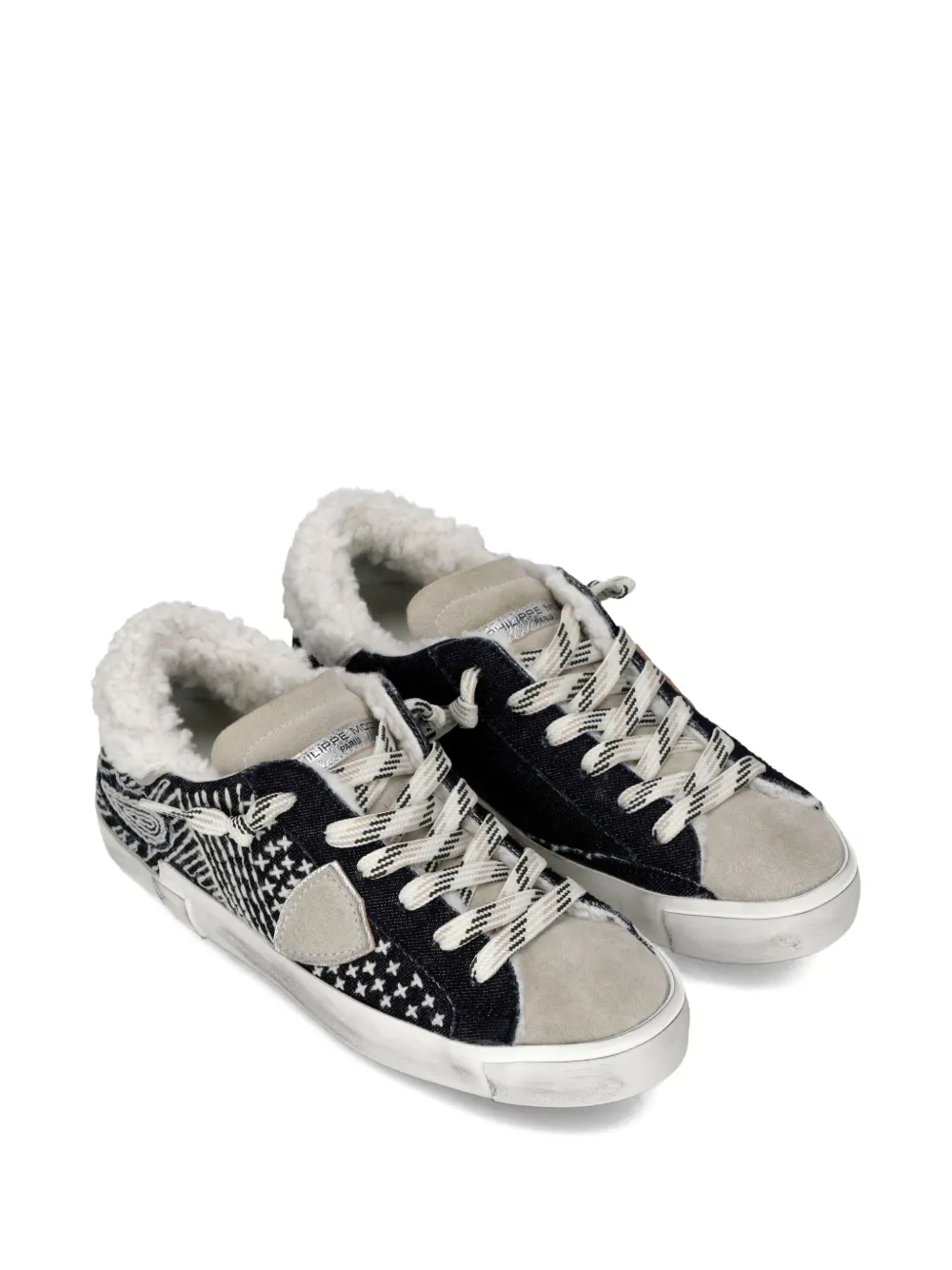 Philippe Model Paris shearling-trim sneakers Blue