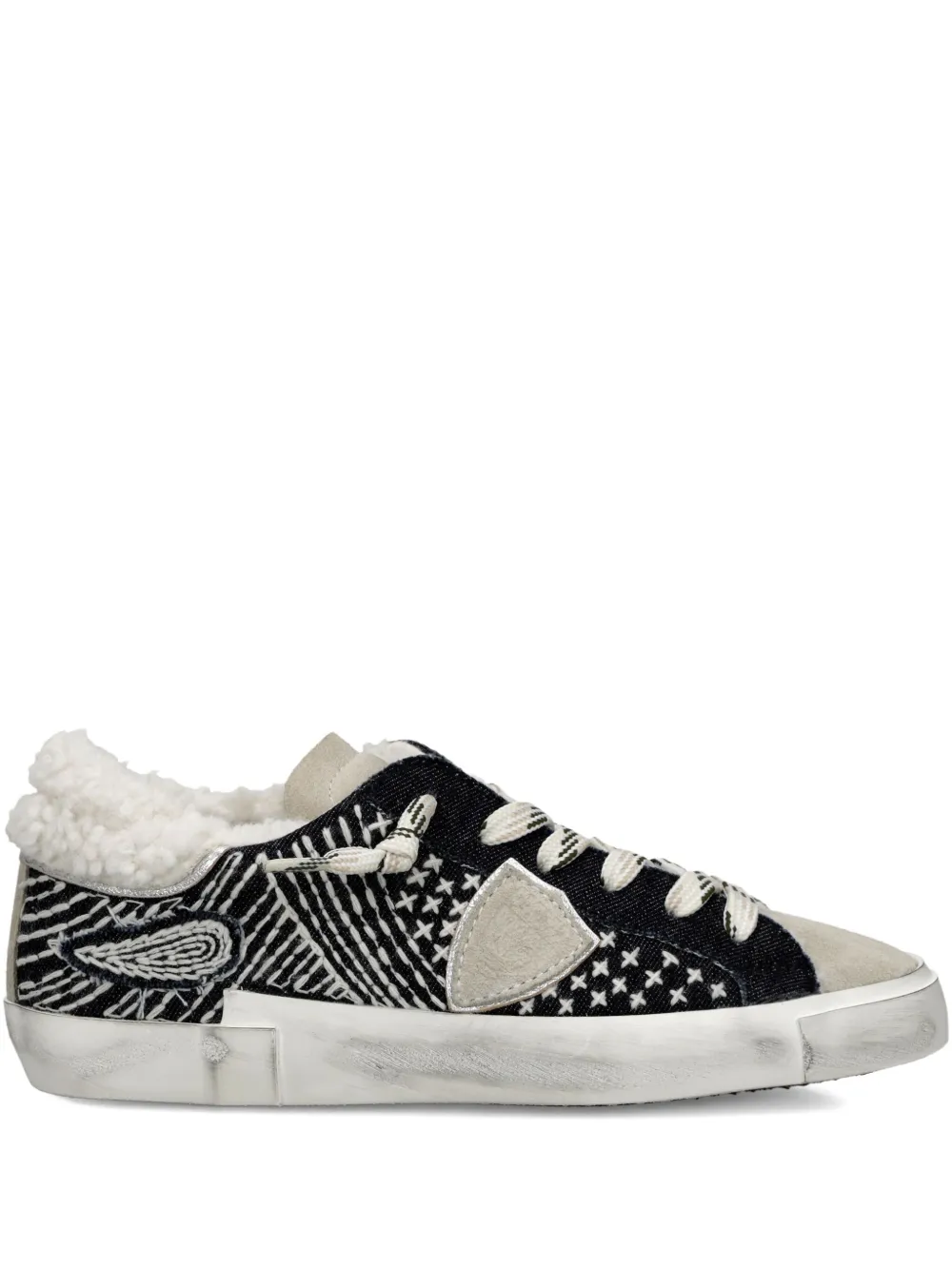 Philippe Model Paris shearling-trim sneakers Blue