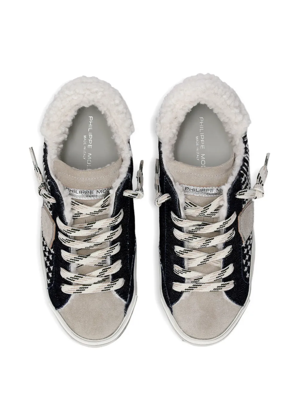 Philippe Model Paris shearling-trim sneakers Blue
