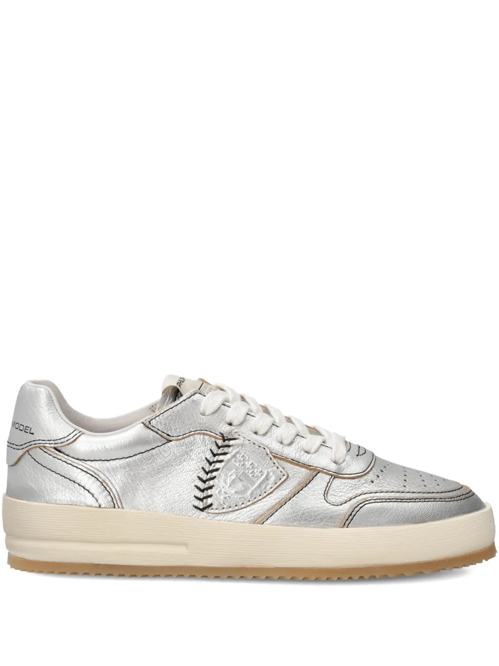 Philippe Model Paris Nice leather baseball-stitch sneakers Grey