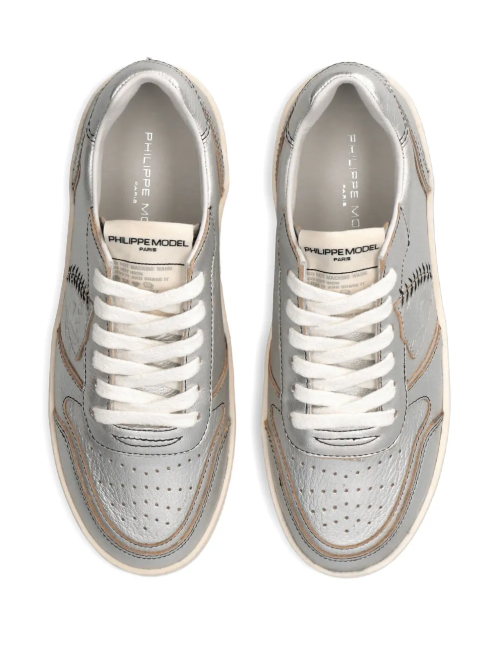 Philippe Model Paris Nice leather baseball-stitch sneakers Grey
