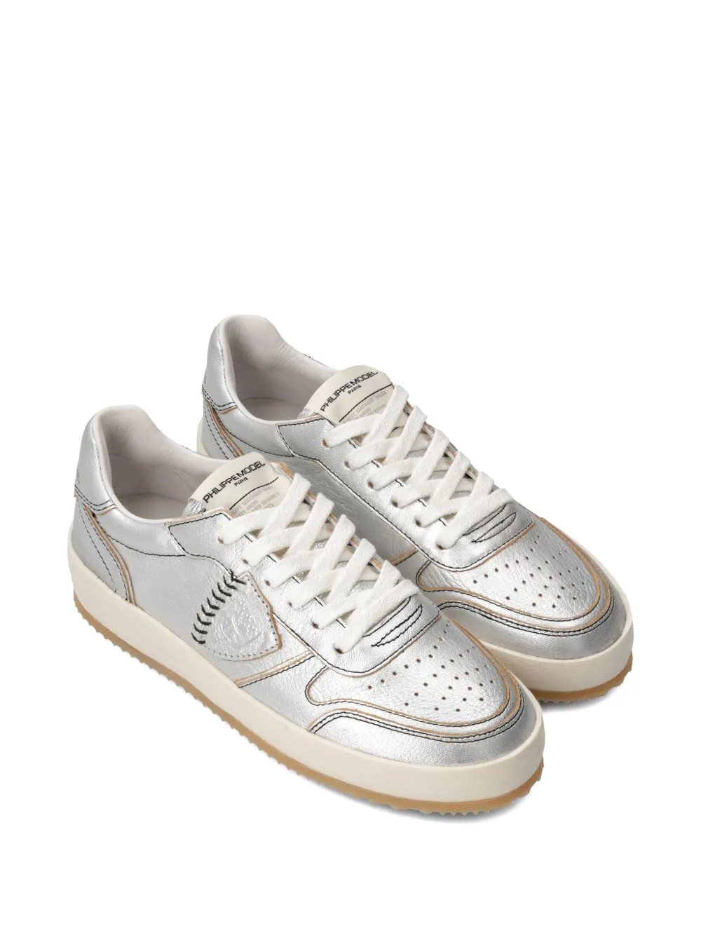 Philippe Model Paris Nice leather baseball-stitch sneakers Grey