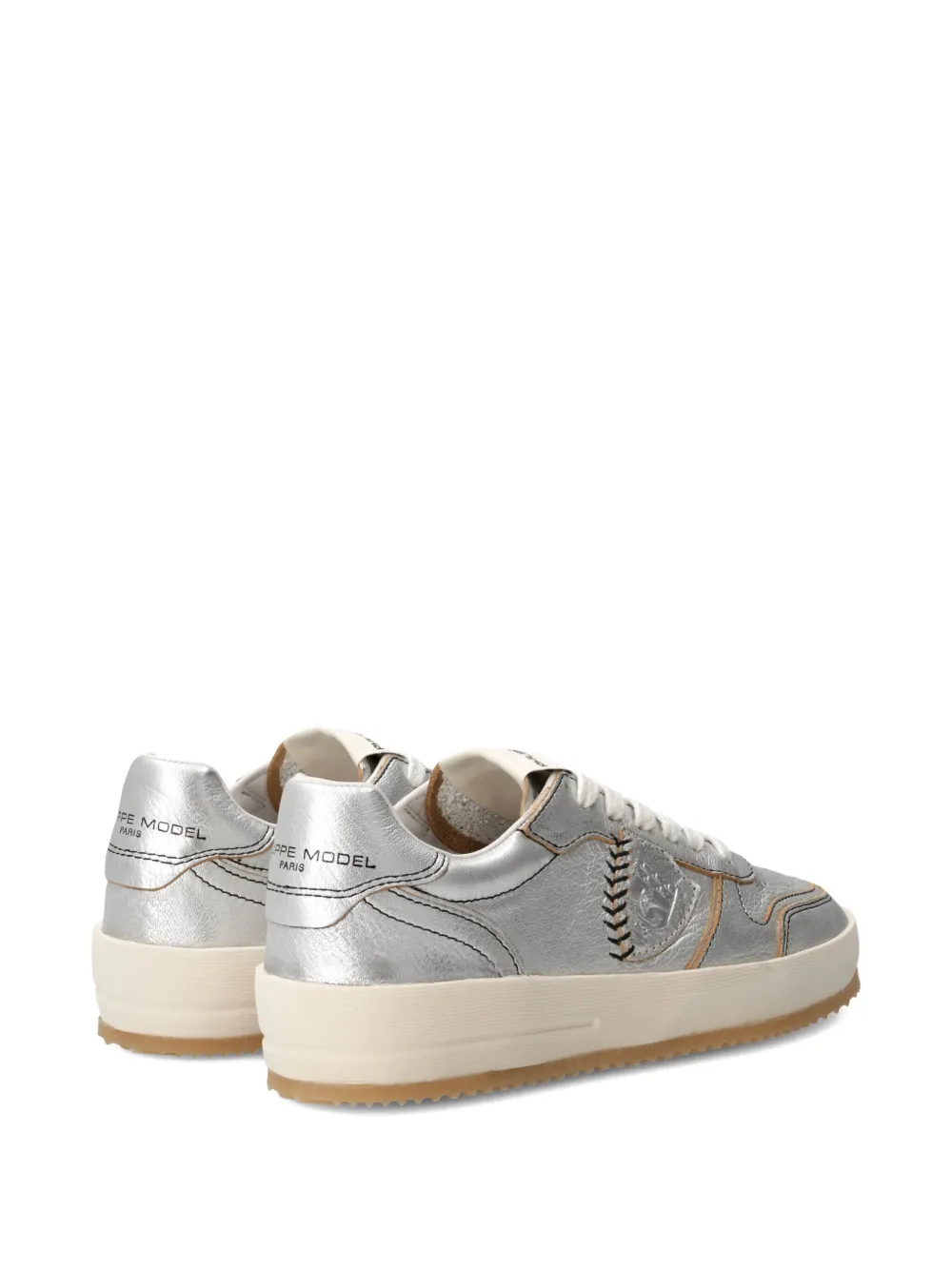 Philippe Model Paris Nice leather baseball-stitch sneakers Grey