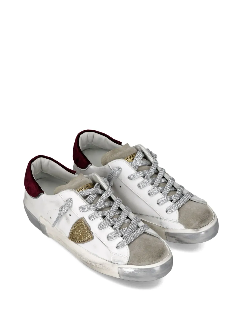 Philippe Model Paris Leren low-top sneakers met gerafeld effect Wit