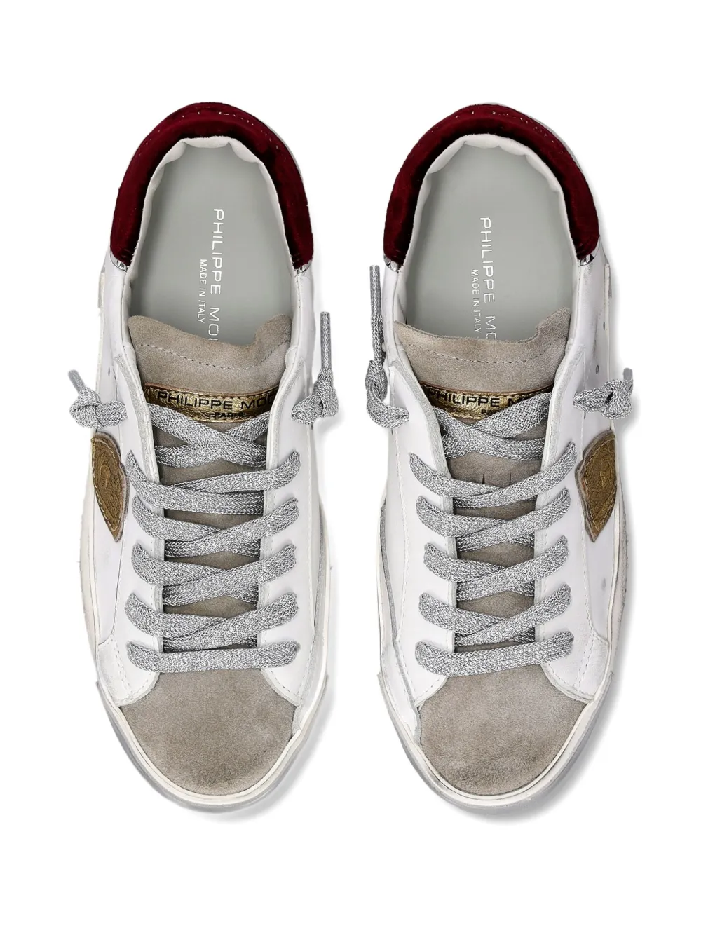 Philippe Model Paris Leren low-top sneakers met gerafeld effect Wit