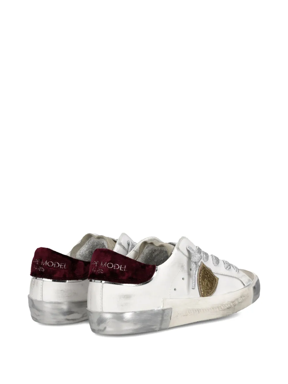 Philippe Model Paris Leren low-top sneakers met gerafeld effect Wit