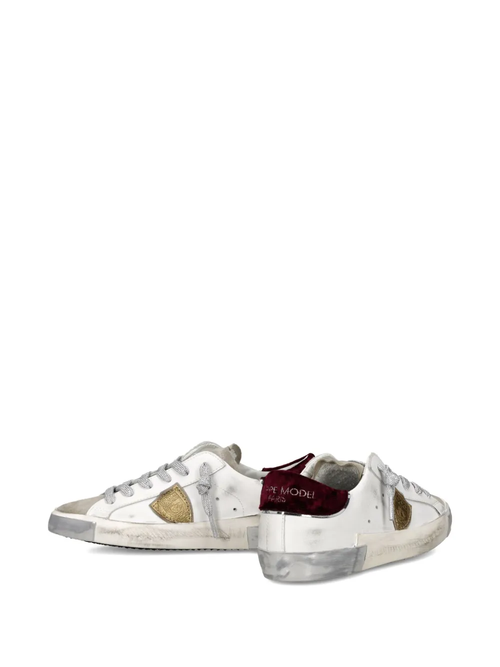 Philippe Model Paris Leren low-top sneakers met gerafeld effect Wit