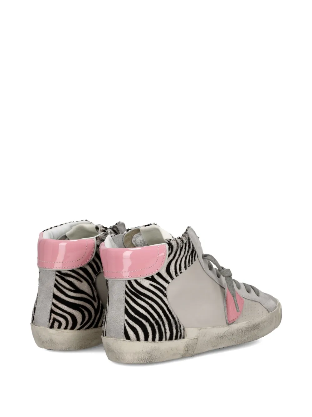 Philippe Model Paris zebra-print leather high-top trainers Grey