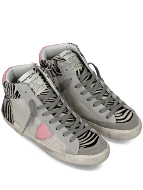 Philippe Model Paris zebra-print leather high-top trainers