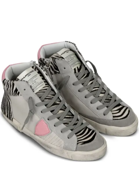 Philippe Model Paris zebra-print leather high-top trainers