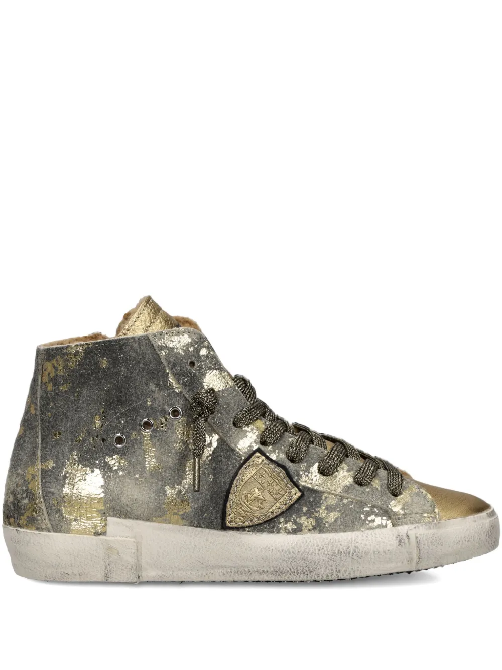 Philippe Model Paris metallic high-top sneakers Gold