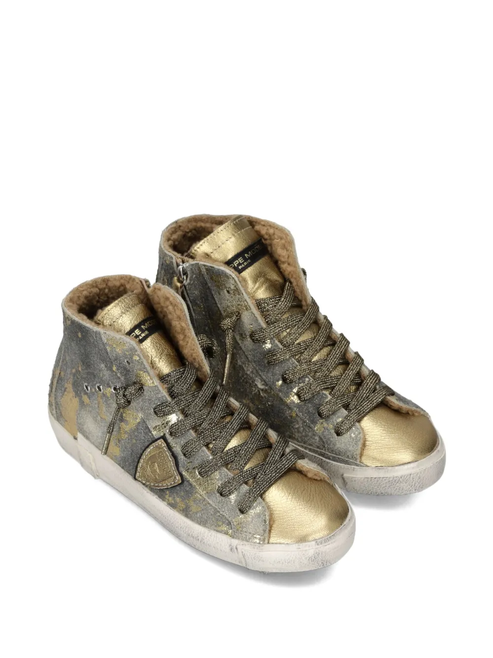 Philippe Model Paris metallic high-top sneakers Gold