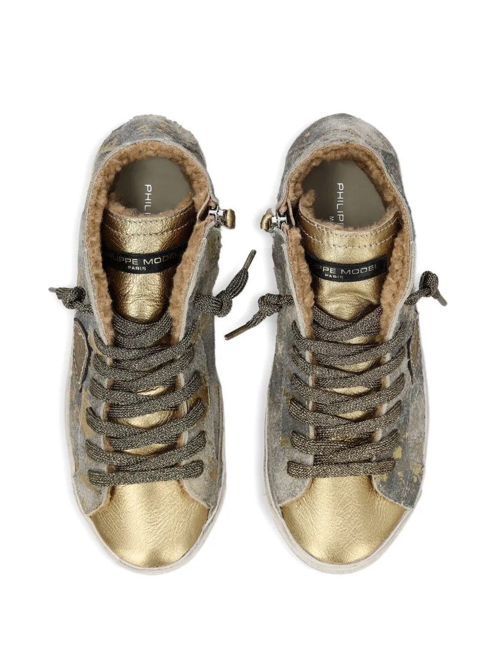 Philippe Model Paris metallic high-top sneakers Gold