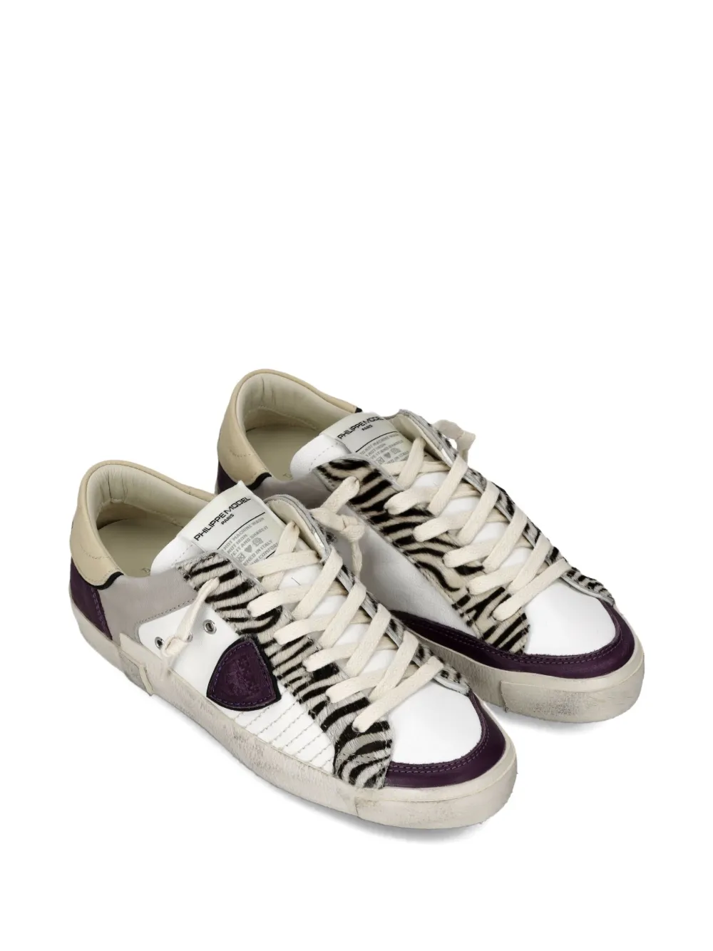 Philippe Model Paris zebra-stripe panelled sneakers White