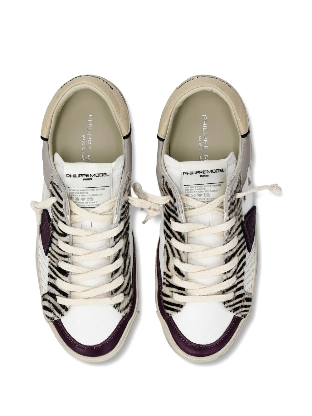 Philippe Model Paris zebra-stripe panelled sneakers White