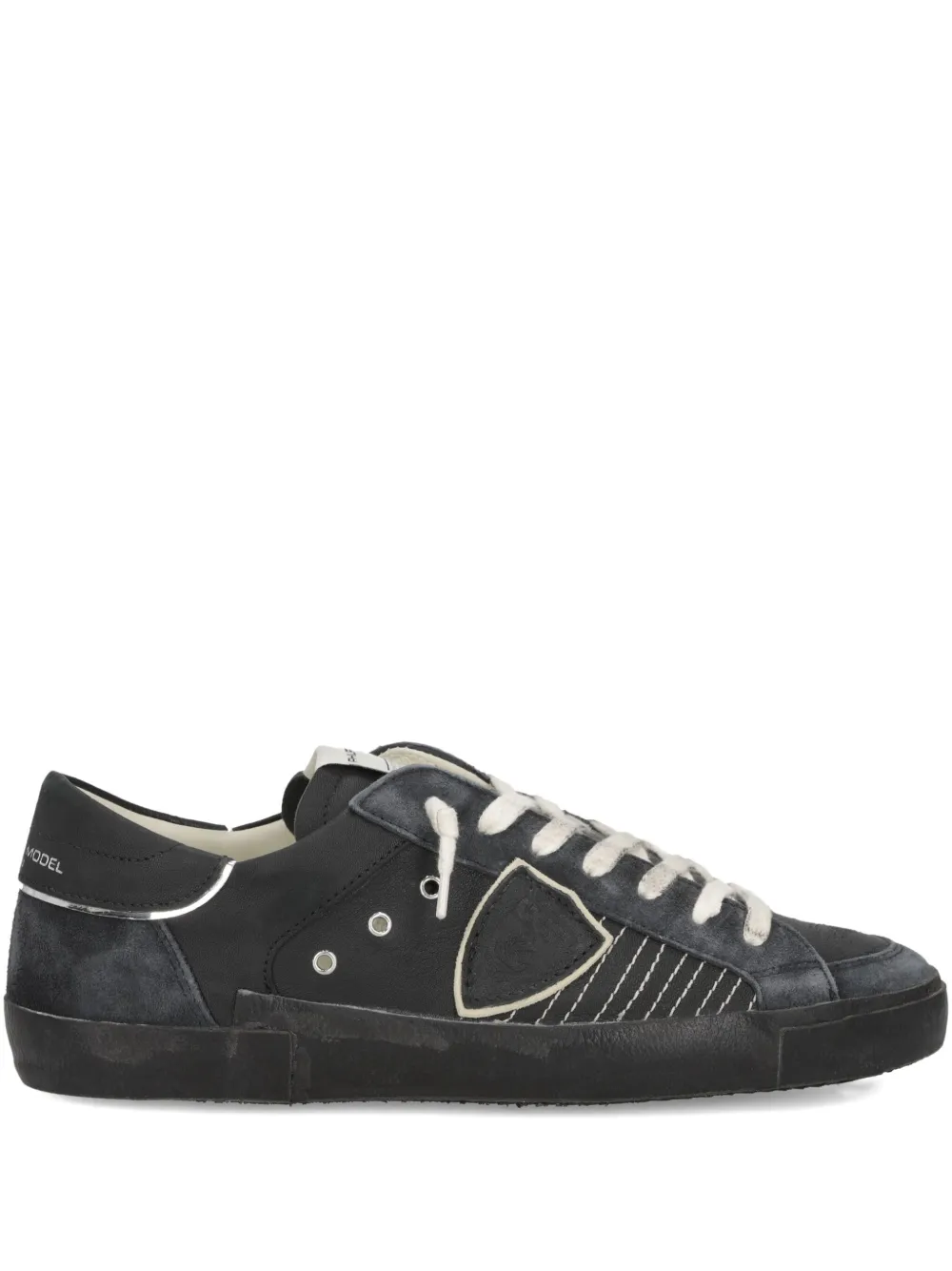 Philippe Model Paris Prsx suede-panelled low-top sneakers Black