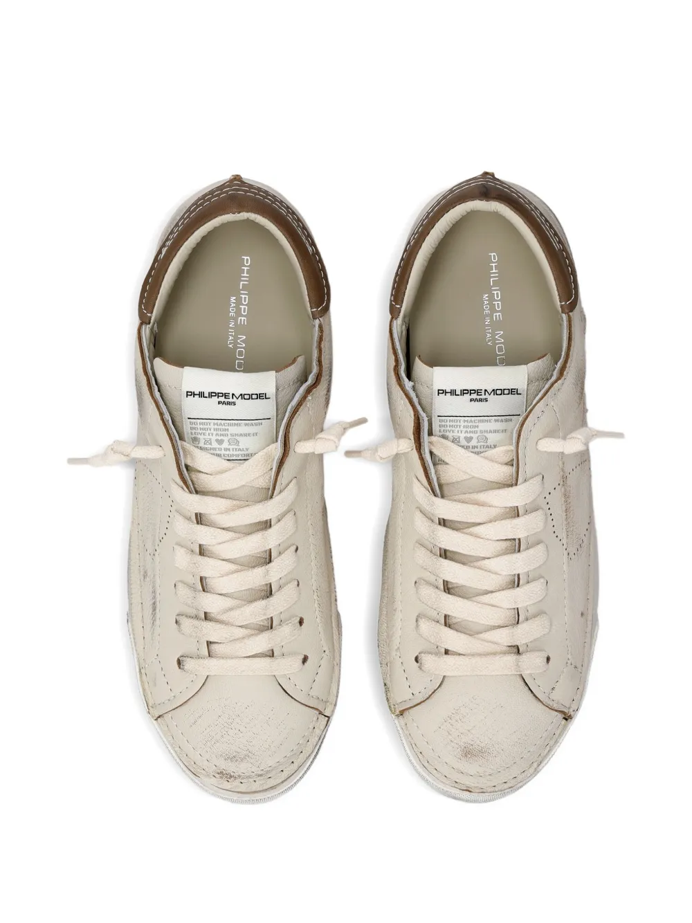 Philippe Model Paris distressed leather low-top sneakers Neutrals