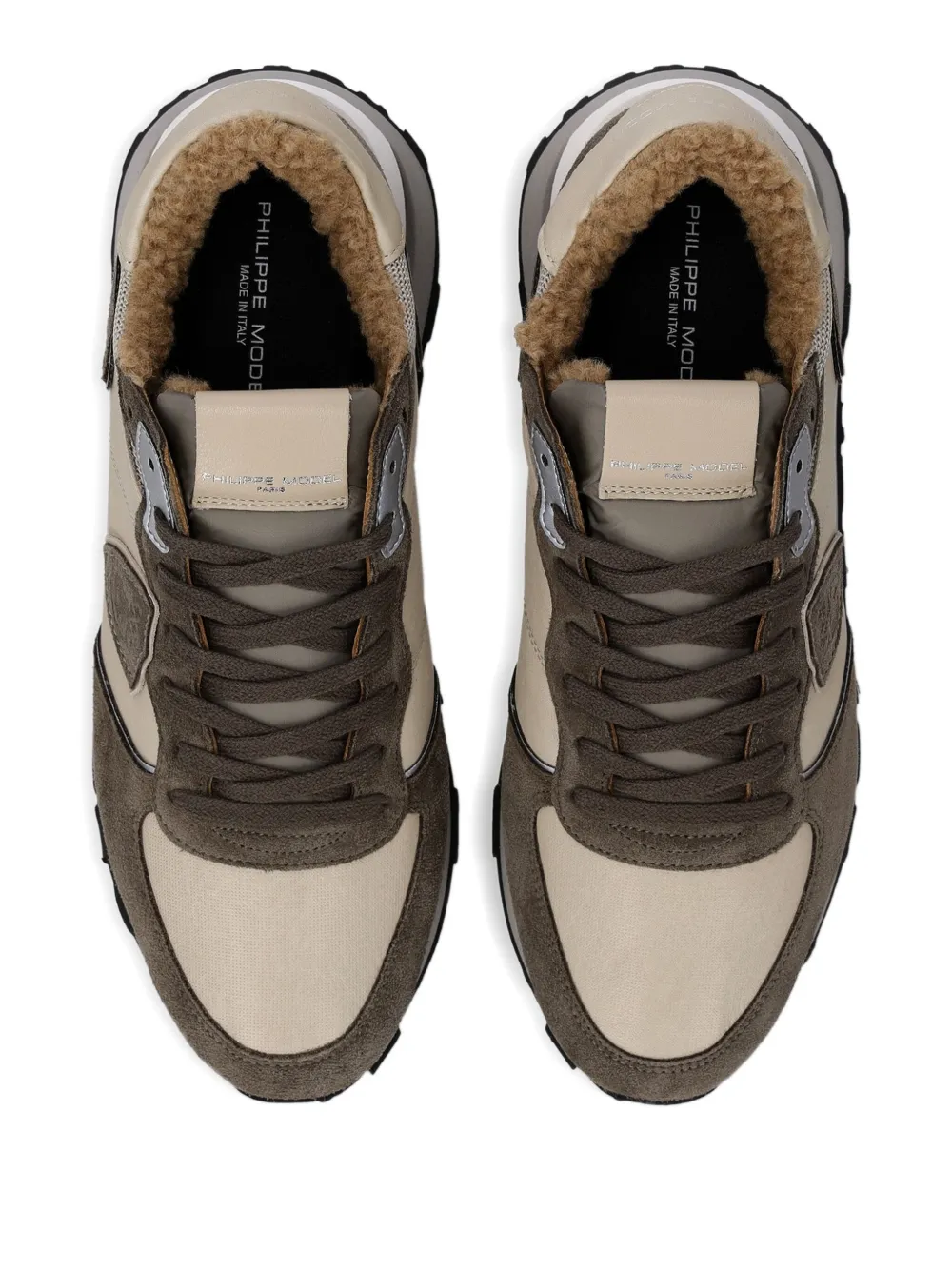 Philippe Model Paris suede-panelled running sneakers Neutrals