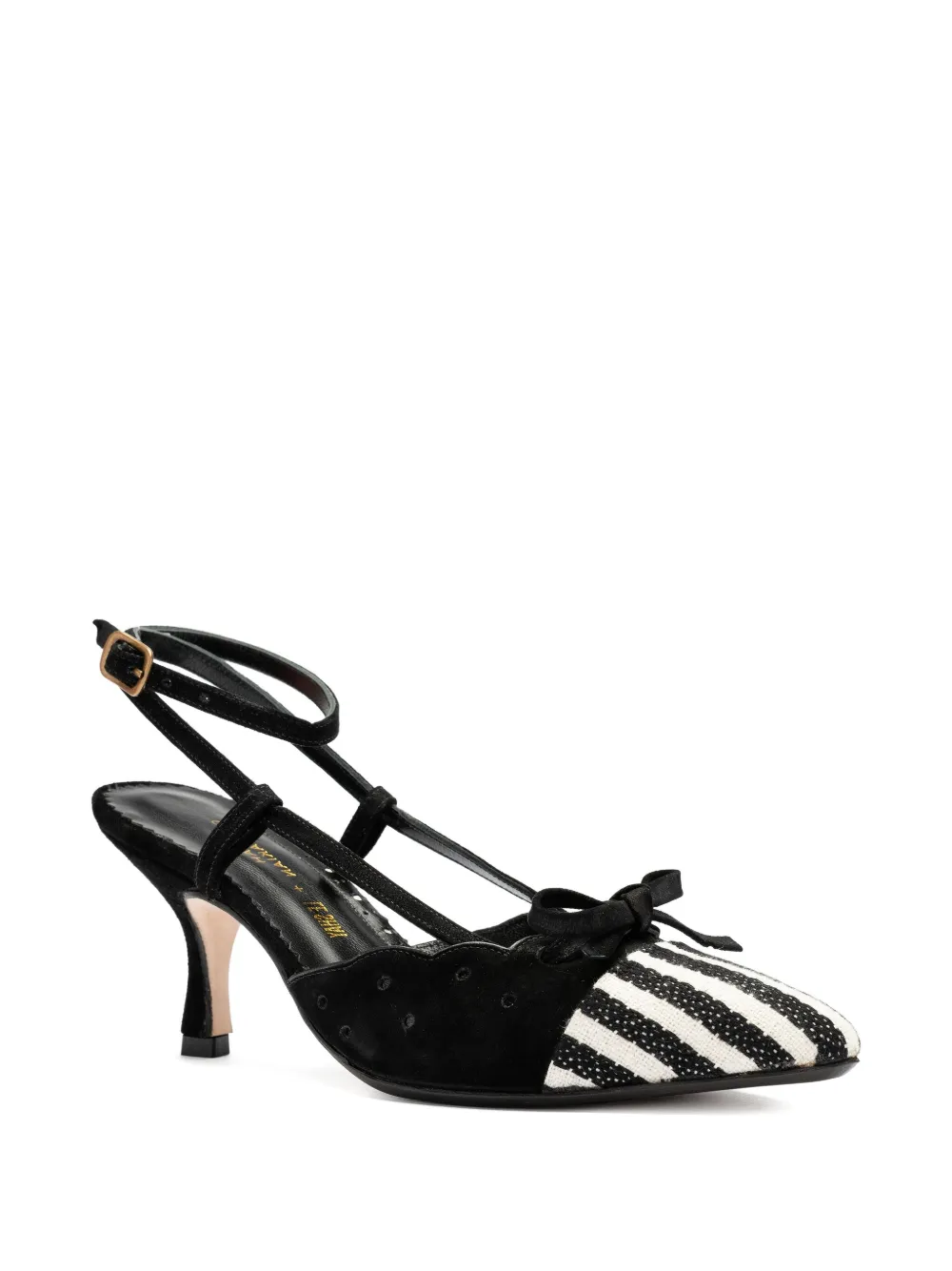 Sarah Chofakian 55mm bow-detail striped pumps Black