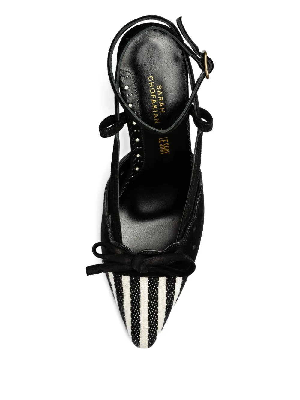 Sarah Chofakian 55mm bow-detail striped pumps Black
