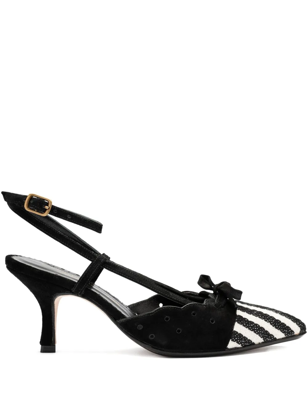 Sarah Chofakian 55mm bow-detail striped pumps Black