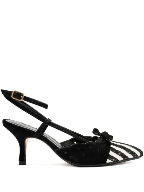 Sarah Chofakian 55mm bow-detail striped pumps