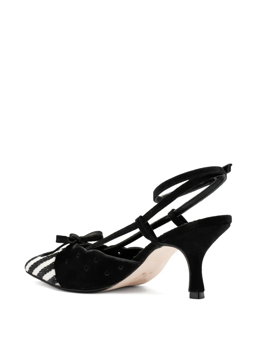 Sarah Chofakian 55mm bow-detail striped pumps Black