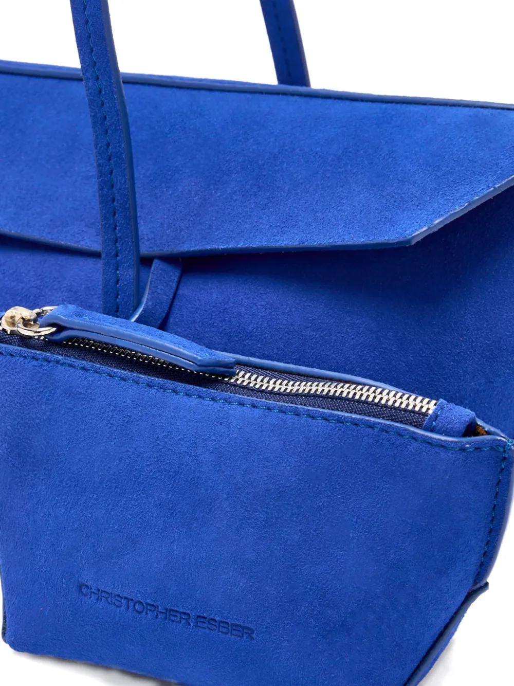 Christopher Esber Gondola Suede Shoulder Bag In Blue