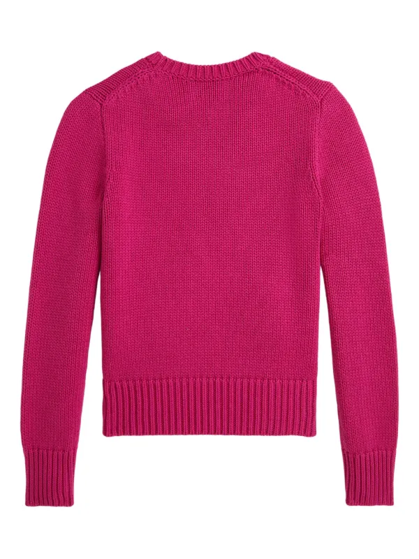 POLO RALPH LAUREN KIDS flag-motif Knit Sweater Pink FARFETCH IN