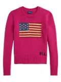 POLO RALPH LAUREN KIDS flag-motif knit sweater - Pink