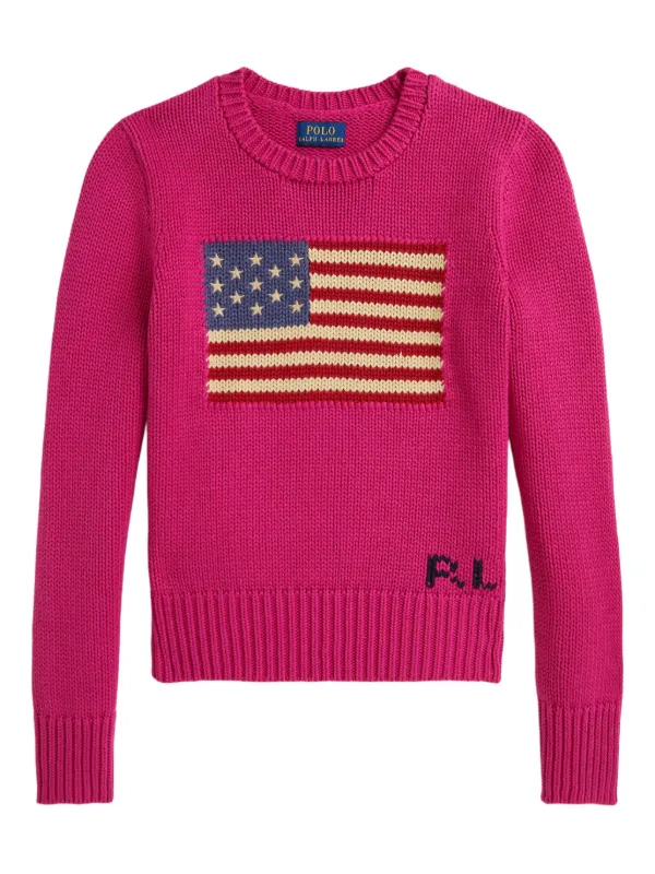 POLO RALPH LAUREN KIDS フラッグモチーフ セーター | ピンク