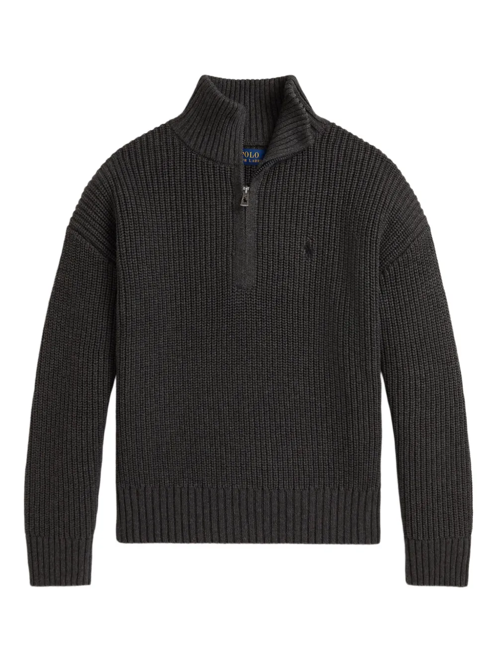 POLO RALPH LAUREN KIDS クロップドジップ セーター - グレー POLO RALPH LAUREN KIDS クロップドジップ セーター - グレー