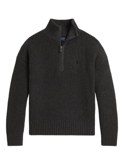 POLO RALPH LAUREN KIDS ribbed quarter-zip sweater