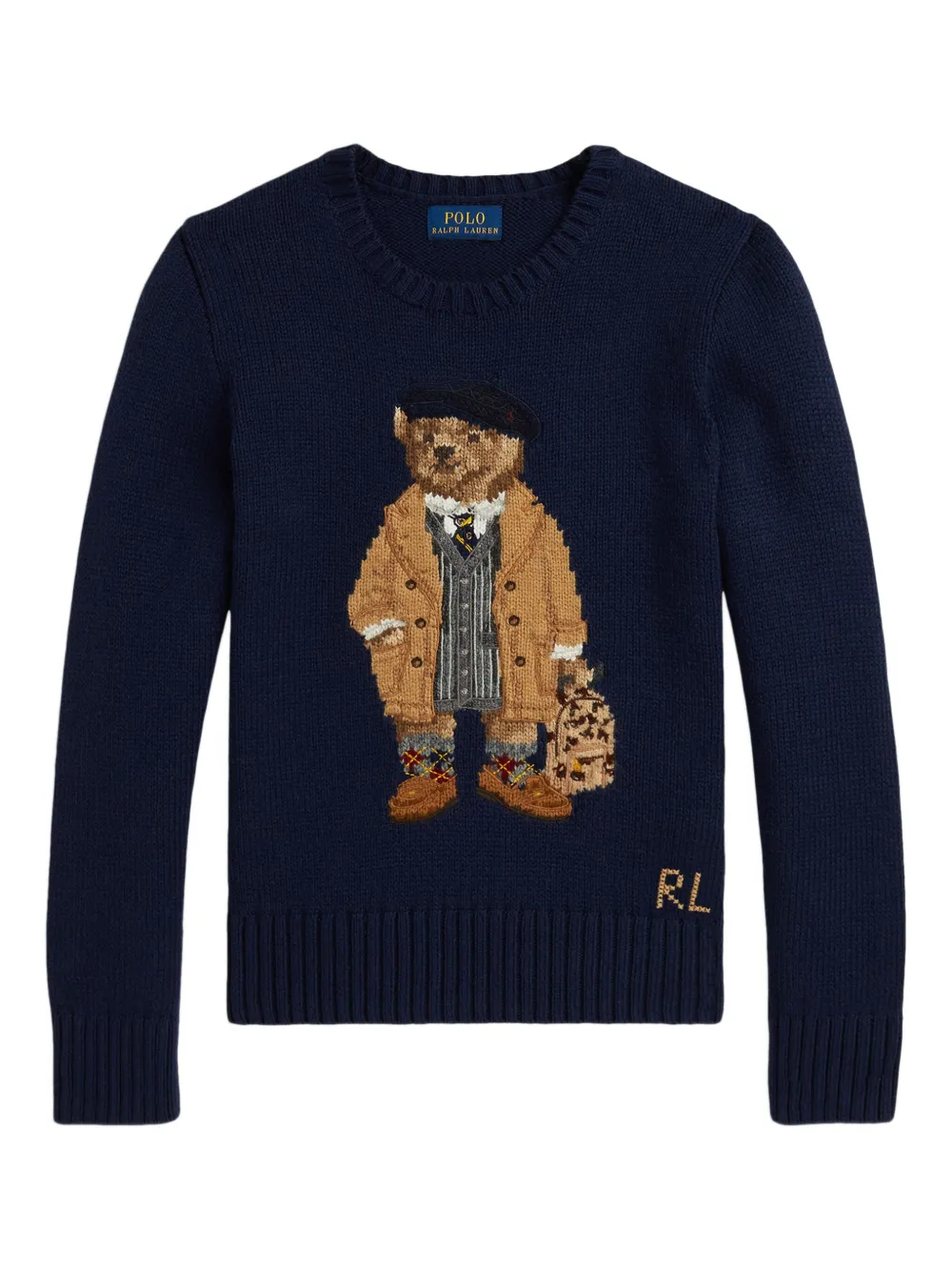 POLO RALPH LAUREN KIDS Trui met ronde hals en Polo Bear-intarsia Blauw