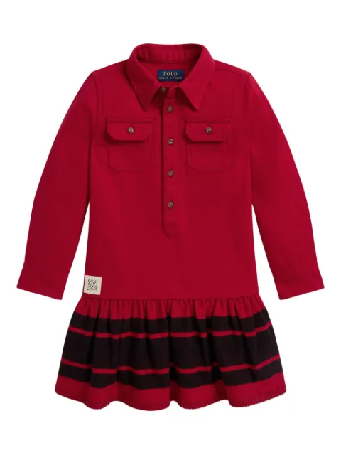 POLO RALPH LAUREN KIDS collared striped-skirt cotton dress