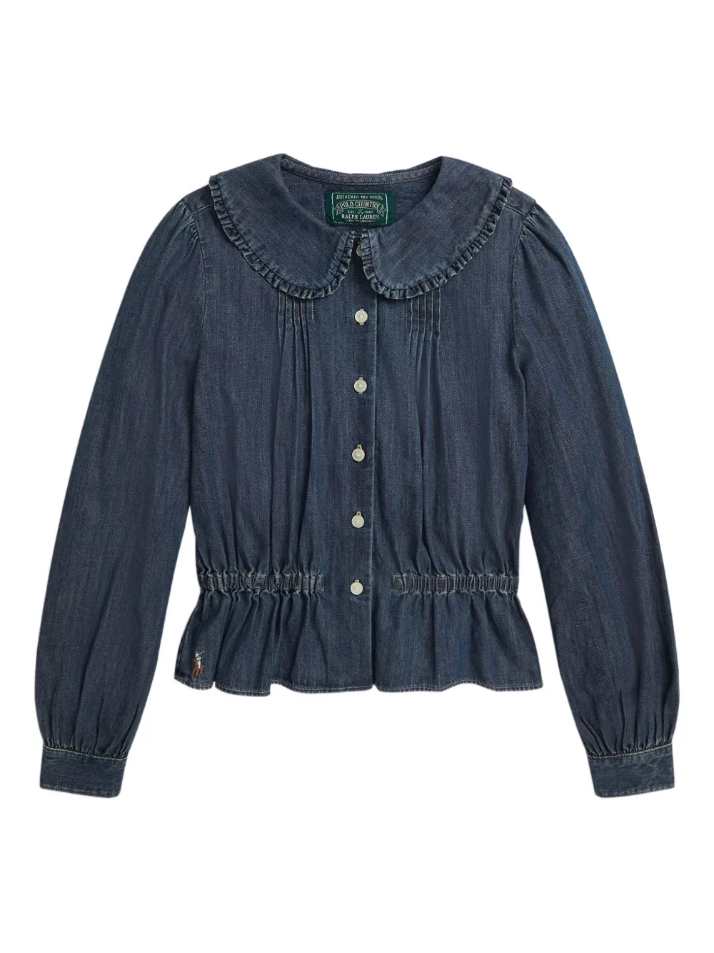 POLO RALPH LAUREN KIDS ruffled-collar denim blouse | Blue | Image 1