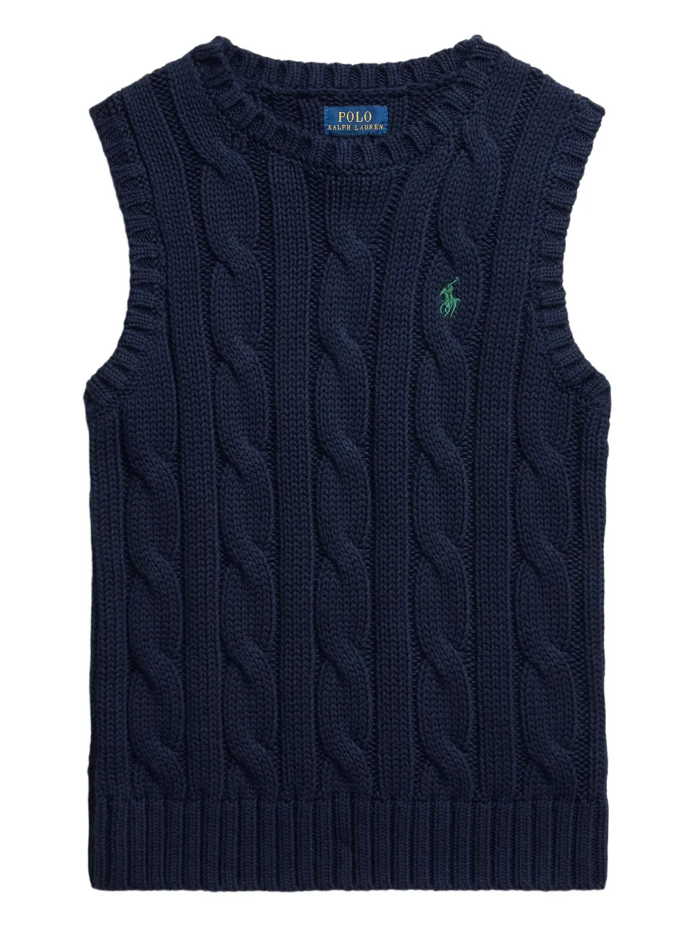 POLO RALPH LAUREN KIDS cable-knit sleeveless sweater Blauw