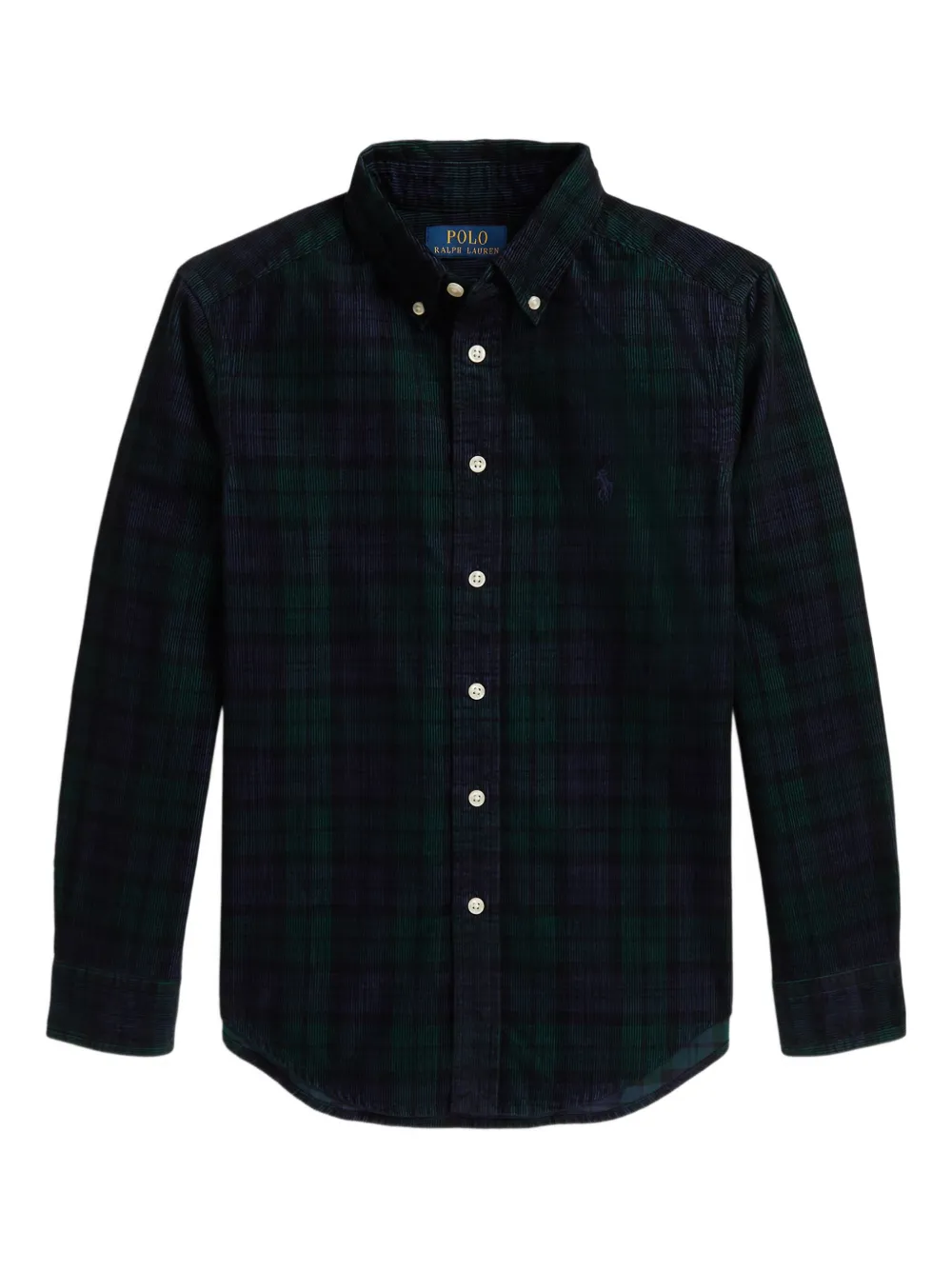 POLO RALPH LAUREN KIDS Ribfluwelen geruit shirt Blauw