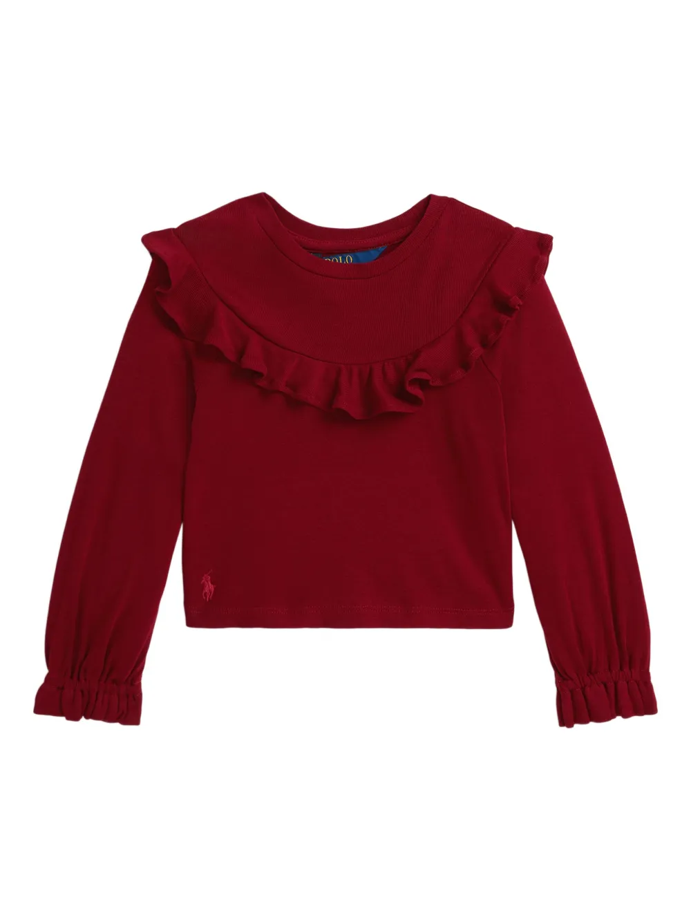 POLO RALPH LAUREN KIDS ラッフル ニットトップ - レッド POLO RALPH LAUREN KIDS ラッフル ニットトップ - レッド
