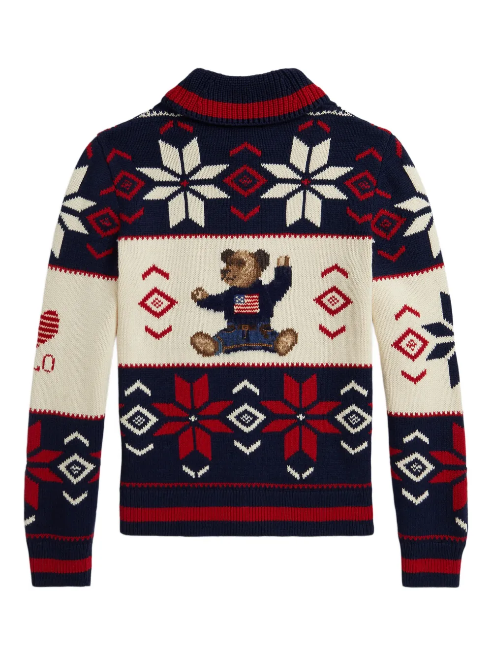 POLO RALPH LAUREN KIDS Katoenen vest met beerprint Blauw