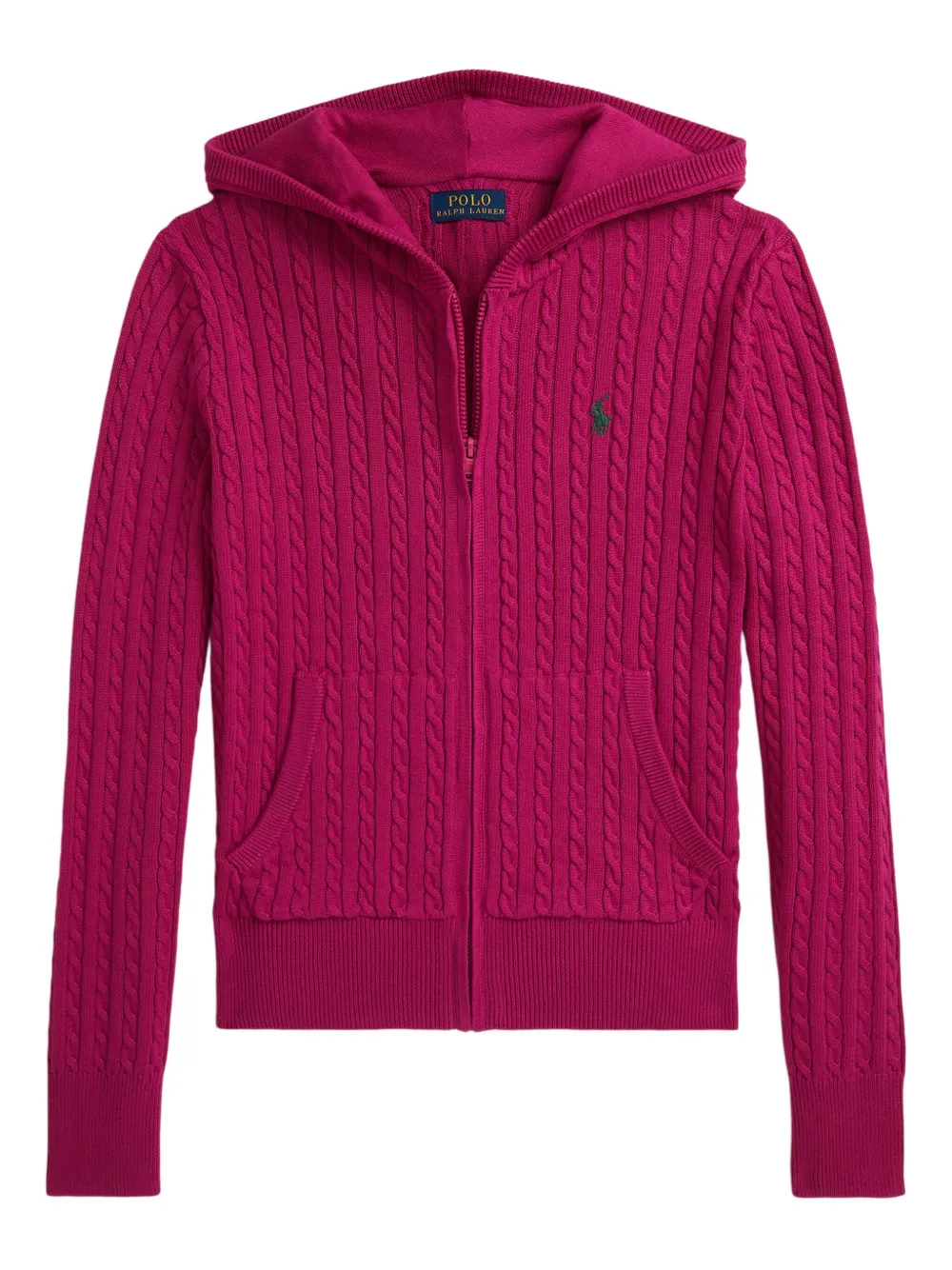 POLO RALPH LAUREN KIDS Kabelgebreide hoodie met rits Roze