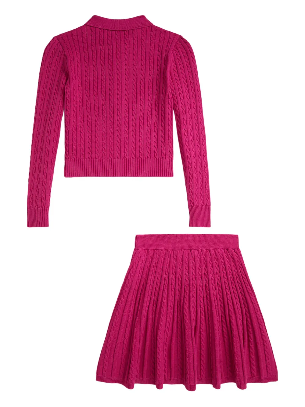 POLO RALPH LAUREN KIDS Kabelgebreide rok en top met kraag set Roze