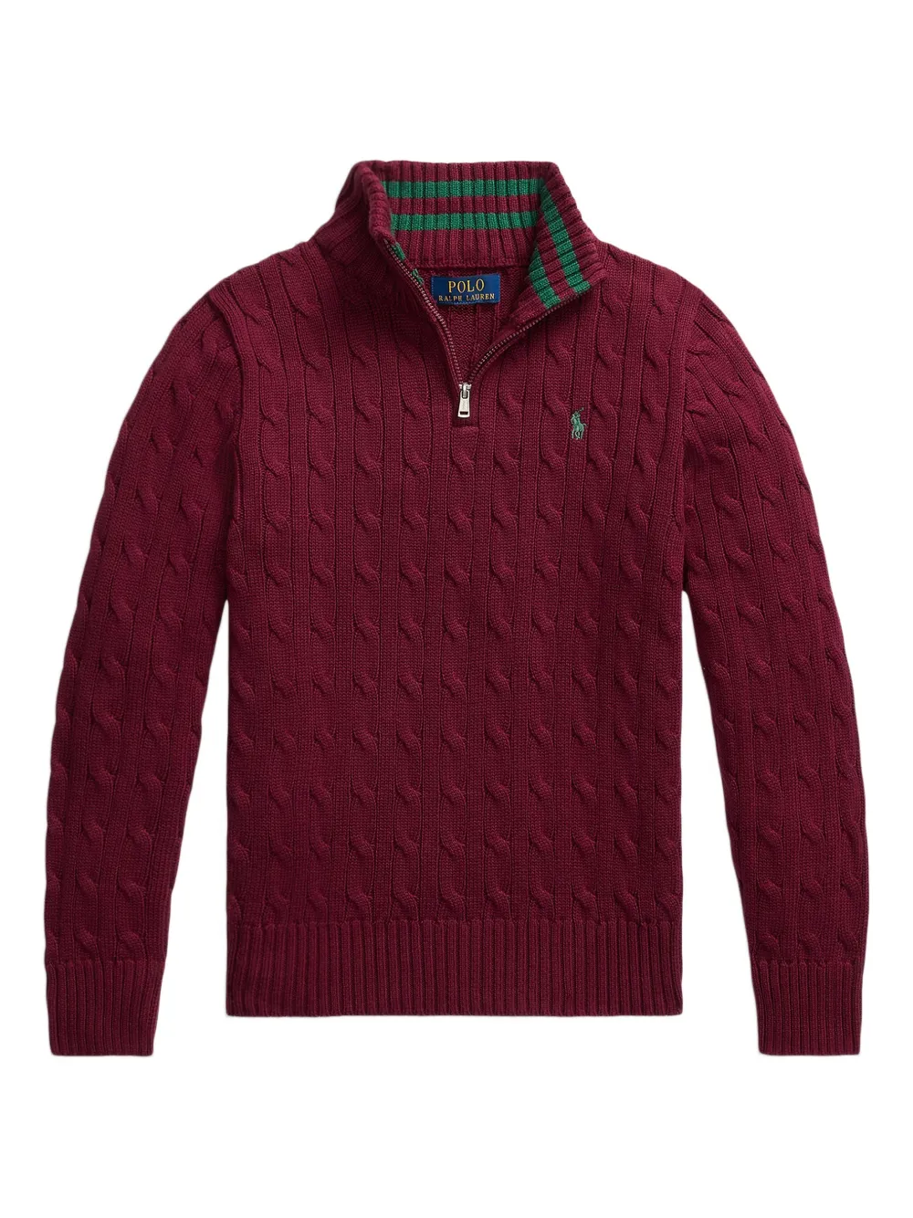POLO RALPH LAUREN KIDS Kabelgebreide trui met halve rits Rood