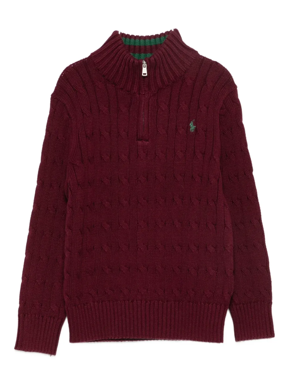 POLO RALPH LAUREN KIDS cable-knit half-zip sweater - Rosso