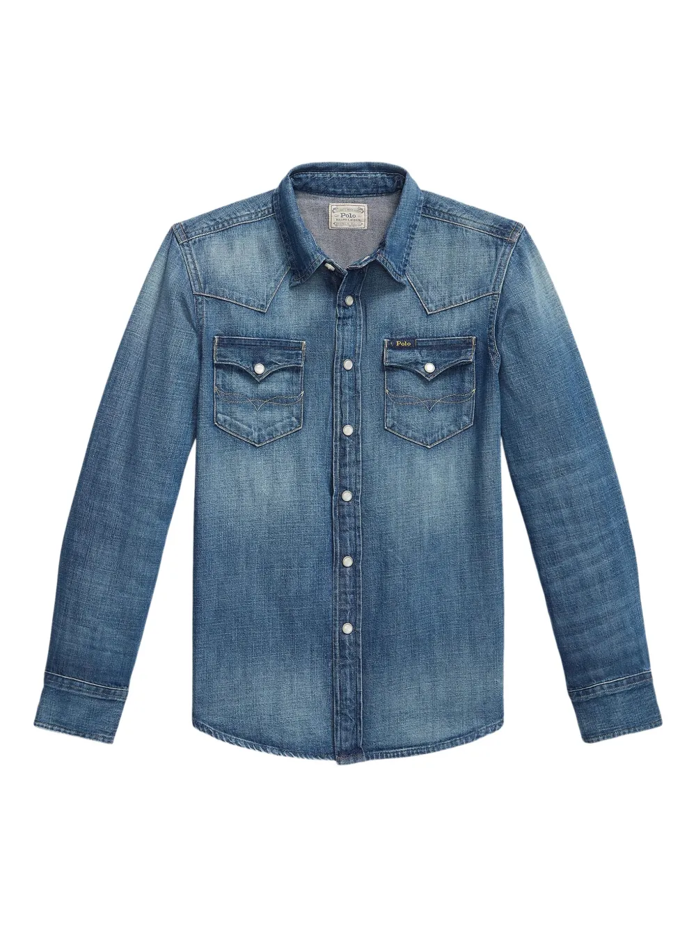 POLO RALPH LAUREN KIDS ロングスリーブ デニムシャツ - ブルー POLO RALPH LAUREN KIDS ロングスリーブ デニムシャツ - ブルー