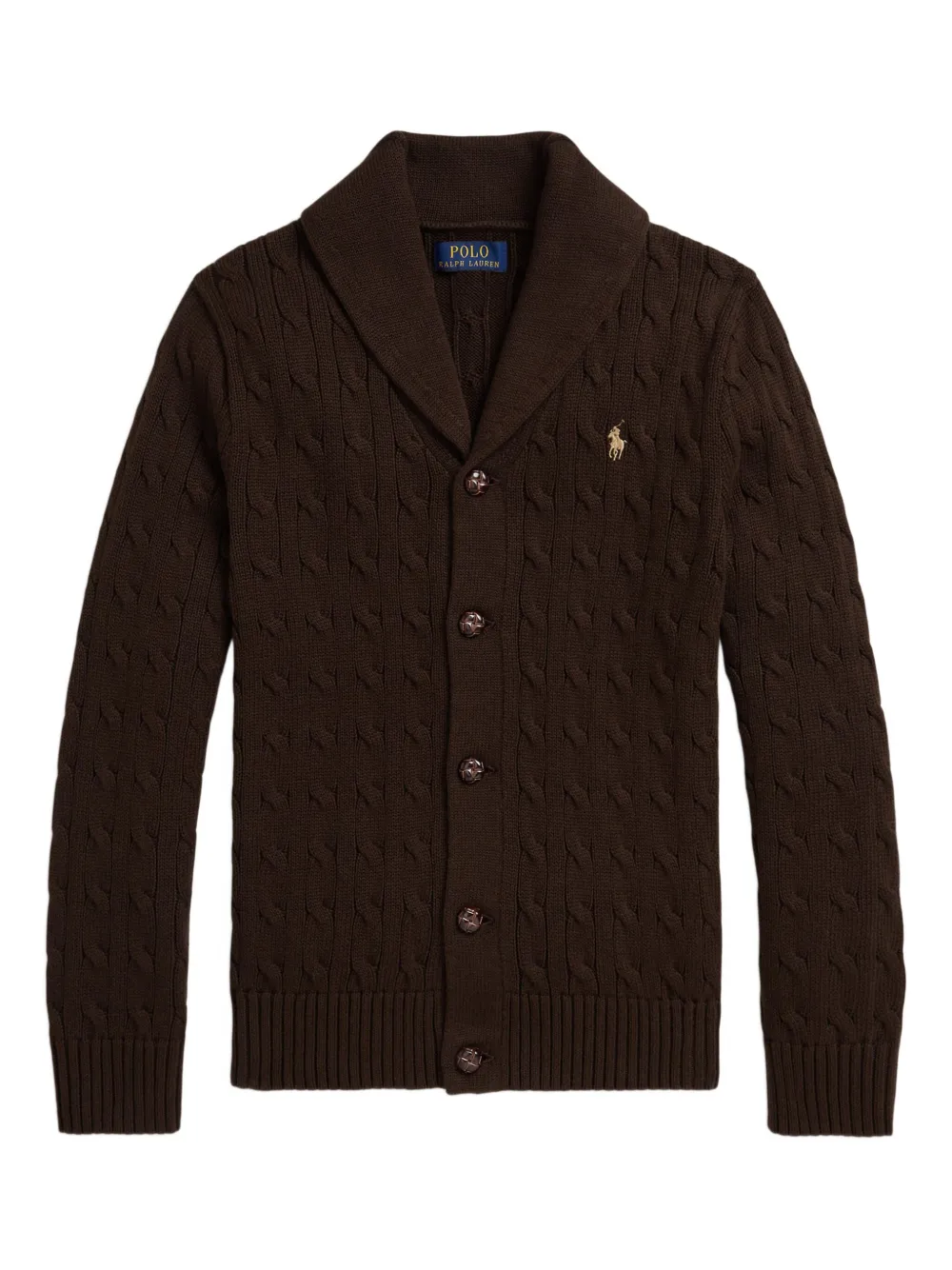 POLO RALPH LAUREN KIDS cable-knit shawl-collar cardigan | Brown | Image 1