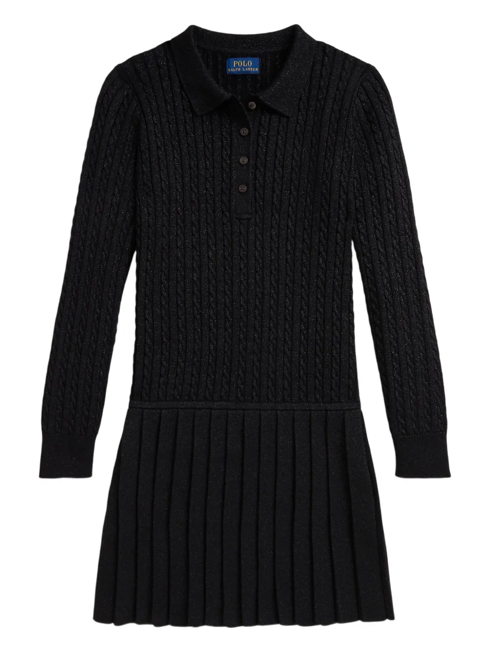 POLO RALPH LAUREN KIDS cable-knit pleated dress | Black | Image 1