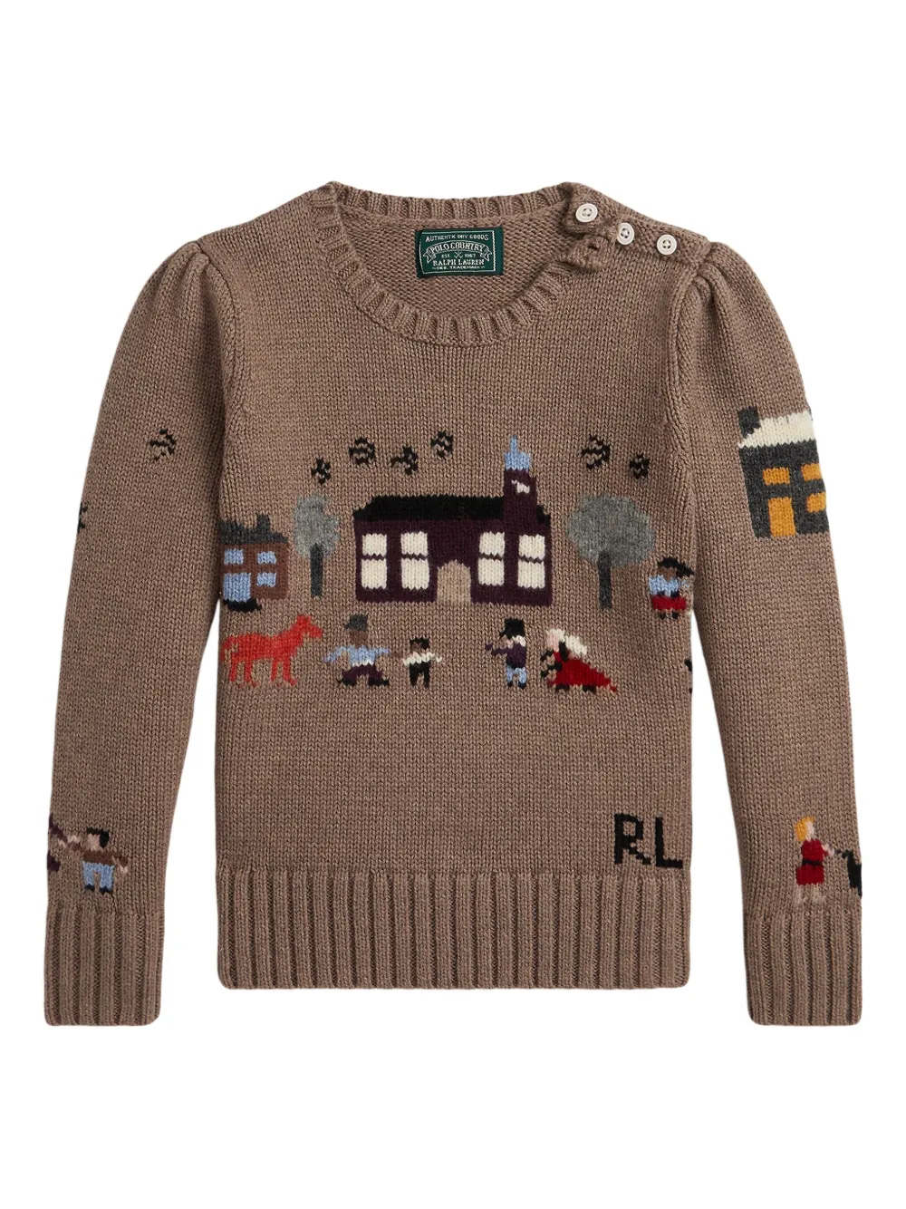 POLO RALPH LAUREN KIDS クルーネック セーター - ブラウン POLO RALPH LAUREN KIDS クルーネック セーター - ブラウン