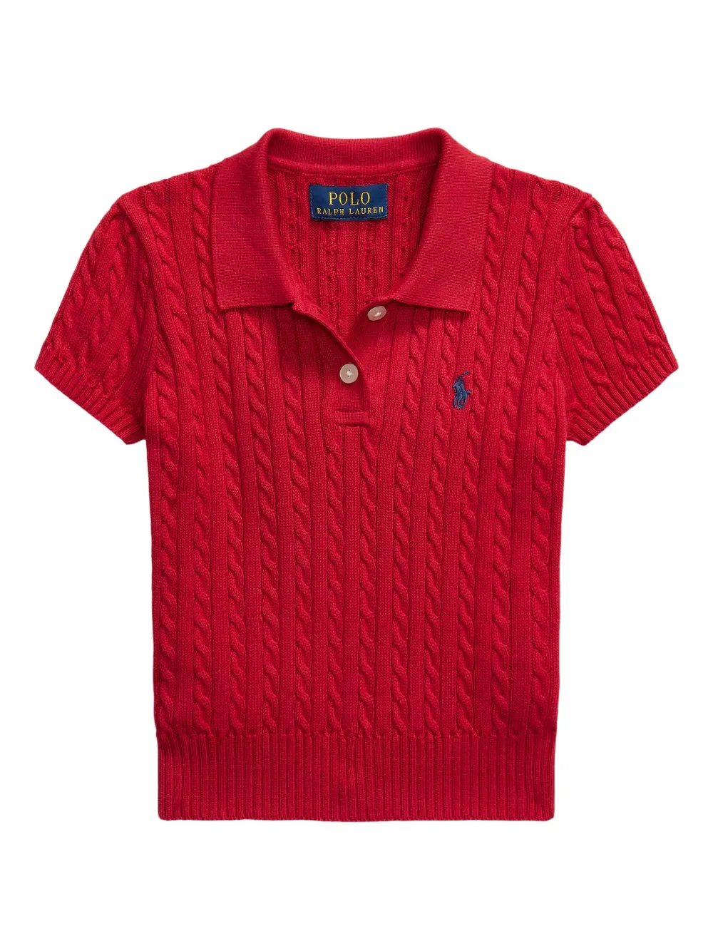 POLO RALPH LAUREN KIDS Kabelgebreide polotrui Rood