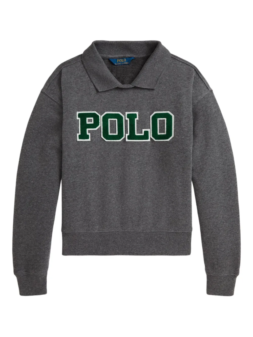 POLO RALPH LAUREN KIDS ニットポロカラー スウェットシャツ - グレー POLO RALPH LAUREN KIDS ニットポロカラー スウェットシャツ - グレー